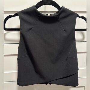 Topshop Crop Top Black  Thick top with zippered back US 6